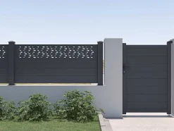 EXPERTLAND Afscherming En Omheining-Uitbreiding Voor Het Hek H89 X L178,3 Cm In Donkergrijs Aluminium Met Motieven - Bazio