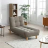 Vente-unique Chaise Longue-Uitklapbare Chaise Longue Van Taupegrijze Stof Esteban