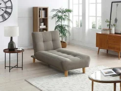 Vente-unique Chaise Longue-Uitklapbare Chaise Longue Van Taupegrijze Stof Esteban