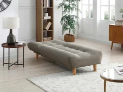 Vente-unique Chaise Longue-Uitklapbare Chaise Longue Van Taupegrijze Stof Esteban