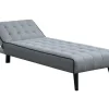 Vente-unique Chaise Longue-Uitklapbare Chaise Longue Bayou Van Stof - Grijs En Zwarte Paspel