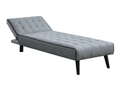 Vente-unique Chaise Longue-Uitklapbare Chaise Longue Bayou Van Stof - Grijs En Zwarte Paspel