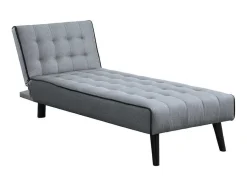 Vente-unique Chaise Longue-Uitklapbare Chaise Longue Bayou Van Stof - Grijs En Zwarte Paspel