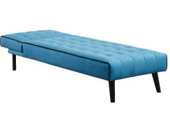 Vente-unique Chaise Longue-Uitklapbare Chaise Longue Bayou Van Stof - Blauw En Zwarte Paspel