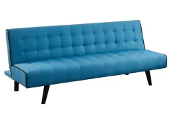 Vente-unique Klik-Klak En Bz Slaapbank-Uitklapbare Driezits-Bedbank Bayou Van Stof - Blauw En Zwarte Paspel