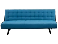 Vente-unique Klik-Klak En Bz Slaapbank-Uitklapbare Driezits-Bedbank Bayou Van Stof - Blauw En Zwarte Paspel