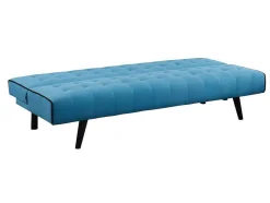 Vente-unique Klik-Klak En Bz Slaapbank-Uitklapbare Driezits-Bedbank Bayou Van Stof - Blauw En Zwarte Paspel