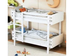 Vente-unique Kinderbed Stapelbed-Uitneembaar Stapelbed 2 X 90 X 190 Cm Met Ladder - Massief Hout - Wit
