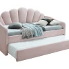 Vente-unique Bed Met Slaaplade-Uitschuifbaar Bed 2 X 90 X 190 Cm - Velours - Roze - Elusia