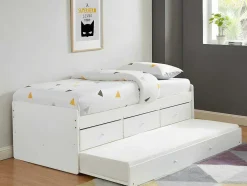 Vente-unique Bed Met Slaaplade-Uitschuifbaar Bed Titouan Met 3 Lades - 90X190Cm - Mdg En Dennenhout - Wi