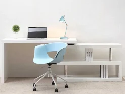 Vente-unique Bureaumeubel-Uitschuifbaar Bureau Nicephore Ii - Wit Gelakt Mdf - Draaiend Blad 360°