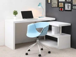 Vente-unique Bureaumeubel-Uitschuifbaar Bureau Nicephore Ii - Wit Gelakt Mdf - Draaiend Blad 360°