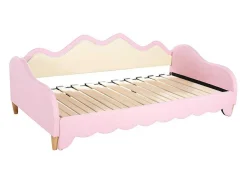ModernLuxe Bed Met Slaaplade-Uitschuifbaar Onderschuifbed 90(180)X190 Cm - In Kunstleer - Met Led-Verlichting En Lattenbodem - Roze