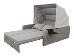 ModernLuxe Ligstoel-Uitschuifbaar Tuinmeubel - Pe Rotan Loungebank Met Verstelbare Luifel - Stalen Structuur - Taupe
