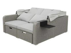 ModernLuxe Ligstoel-Uitschuifbaar Tuinmeubel - Pe Rotan Loungebank Met Verstelbare Luifel - Stalen Structuur - Taupe