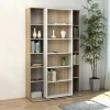 Vente-unique Boekenkast & Vitrine-Uitschuifbare Boekenkast Prali - 18 Nissen - Wit En Eiken