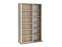 Vente-unique Boekenkast & Vitrine-Uitschuifbare Boekenkast Prali - 18 Nissen - Wit En Eiken