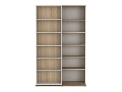Vente-unique Boekenkast & Vitrine-Uitschuifbare Boekenkast Prali - 18 Nissen - Wit En Eiken
