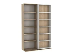 Vente-unique Boekenkast & Vitrine-Uitschuifbare Boekenkast Prali - 18 Nissen - Wit En Eiken