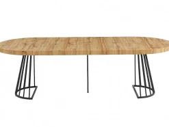 Vente-unique Eettafel-Uitschuifbare Eettafel 2 Tot 12 Plaatsen Van Mdf En Staal - Naturel En Zwart - Firela