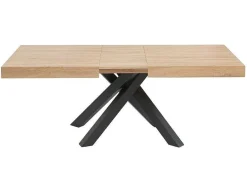 Vente-unique Eettafel-Uitschuifbare Eettafel 6 Tot 10 Plaatsen Van Mdf En Hevea - Naturel En Zwart - Catonav