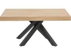 Vente-unique Eettafel-Uitschuifbare Eettafel 6 Tot 10 Plaatsen Van Mdf En Hevea - Naturel En Zwart - Catonav