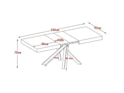 Vente-unique Eettafel-Uitschuifbare Eettafel 6 Tot 10 Plaatsen Van Mdf En Hevea - Naturel En Zwart - Catonav