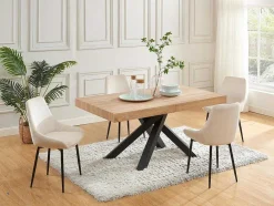 Vente-unique Eettafel-Uitschuifbare Eettafel 6 Tot 10 Plaatsen Van Mdf En Hevea - Naturel En Zwart - Catonav