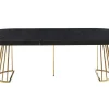 Vente-unique Eettafel-Uitschuifbare Eettafel 2 Tot 12 Plaatsen Van Mdf En Staal - Zwart En Goud - Firela
