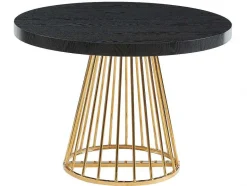 Vente-unique Eettafel-Uitschuifbare Eettafel 2 Tot 12 Plaatsen Van Mdf En Staal - Zwart En Goud - Firela
