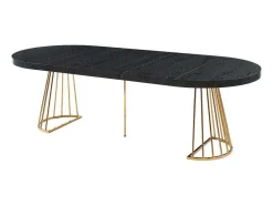 Vente-unique Eettafel-Uitschuifbare Eettafel 2 Tot 12 Plaatsen Van Mdf En Staal - Zwart En Goud - Firela
