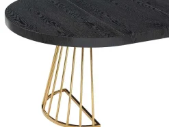 Vente-unique Eettafel-Uitschuifbare Eettafel 2 Tot 12 Plaatsen Van Mdf En Staal - Zwart En Goud - Firela