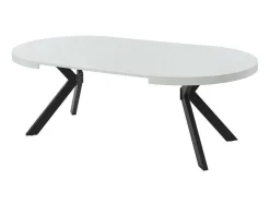 Vente-unique Eettafel-Uitschuifbare Eettafel 4 Tot 8 Plaatsen Van Mdf En Staal - Wit Gelakt En Zwart - Komoni