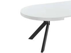 Vente-unique Eettafel-Uitschuifbare Eettafel 4 Tot 8 Plaatsen Van Mdf En Staal - Wit Gelakt En Zwart - Komoni