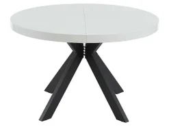 Vente-unique Eettafel-Uitschuifbare Eettafel 4 Tot 8 Plaatsen Van Mdf En Staal - Wit Gelakt En Zwart - Komoni