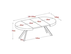 Vente-unique Eettafel-Uitschuifbare Eettafel 4 Tot 8 Plaatsen Van Mdf En Staal - Wit Gelakt En Zwart - Komoni