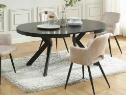 Vente-unique Eettafel-Uitschuifbare Eettafel 4 Tot 8 Personen Mdf En Staal Zwart Komoni