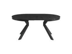 Vente-unique Eettafel-Uitschuifbare Eettafel 4 Tot 8 Personen Mdf En Staal Zwart Komoni