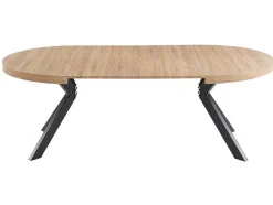 Vente-unique Eettafel-Uitschuifbare Eettafel 4 Tot 8 Plaatsen Van Mdf En Staal - Naturel En Zwart - Komoni