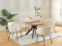 Vente-unique Eettafel-Uitschuifbare Eettafel 4 Tot 8 Plaatsen Van Mdf En Staal - Naturel En Zwart - Komoni