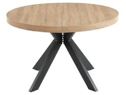 Vente-unique Eettafel-Uitschuifbare Eettafel 4 Tot 8 Plaatsen Van Mdf En Staal - Naturel En Zwart - Komoni