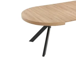 Vente-unique Eettafel-Uitschuifbare Eettafel 4 Tot 8 Plaatsen Van Mdf En Staal - Naturel En Zwart - Komoni