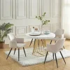 Vente-unique Eettafel-Uitschuifbare Eettafel 2 Tot 12 Plaatsen Van Mdf En Staal - Wit Marmereffect En Goud - Firela