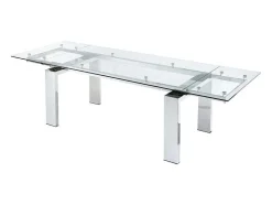 Vente-unique Eettafel-Uitschuifbare Eettafel Lubana - Gehard Glas En Metaal - 8 Tot 10 Personen