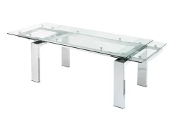 Vente-unique Eettafel-Uitschuifbare Eettafel Lubana - Gehard Glas En Metaal - 8 Tot 10 Personen