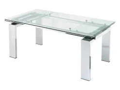 Vente-unique Eettafel-Uitschuifbare Eettafel Lubana - Gehard Glas En Metaal - 8 Tot 10 Personen
