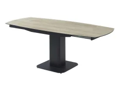 Maison Céphy Eettafel-Uitschuifbare Eettafel Voor 4 Tot 8 Personen In Keramiek, Gehard Glas, Metaal En Mdf - Lichte Houtlook En Zwart - Taloza