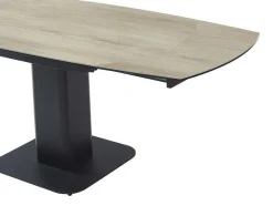 Maison Céphy Eettafel-Uitschuifbare Eettafel Voor 4 Tot 8 Personen In Keramiek, Gehard Glas, Metaal En Mdf - Lichte Houtlook En Zwart - Taloza