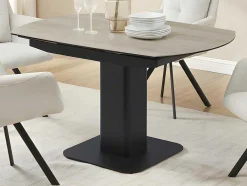 Maison Céphy Eettafel-Uitschuifbare Eettafel Voor 4 Tot 8 Personen In Keramiek, Gehard Glas, Metaal En Mdf - Lichte Houtlook En Zwart - Taloza