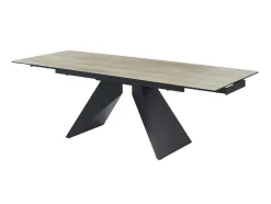 Maison Céphy Eettafel-Uitschuifbare Eettafel Voor 6-10 Personen In Keramiek, Gehard Glas En Metaal - Lichte Houtlook En Zwart - Suniva